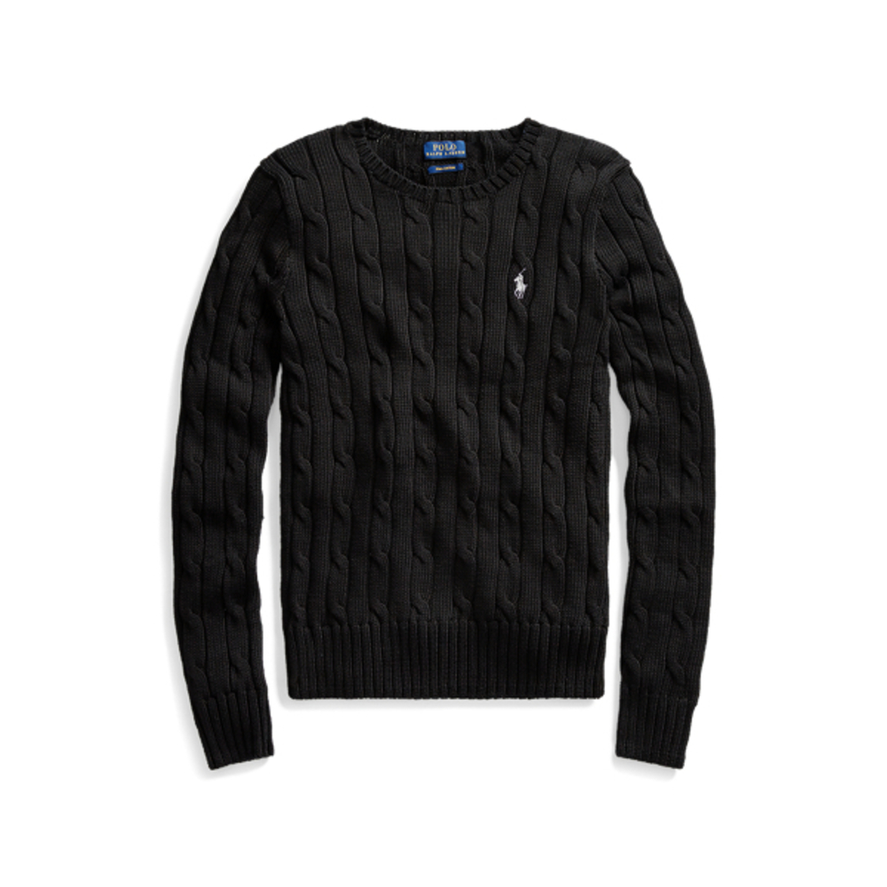 Cable-Knit Cotton Crewneck Sweater